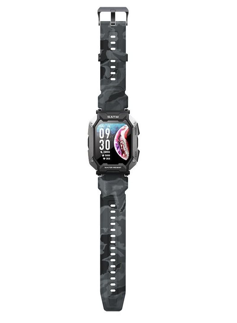 NIBEMINENT Fitness Tracker Watch Compatible with IOS & Android Camouflage Black - Image 2