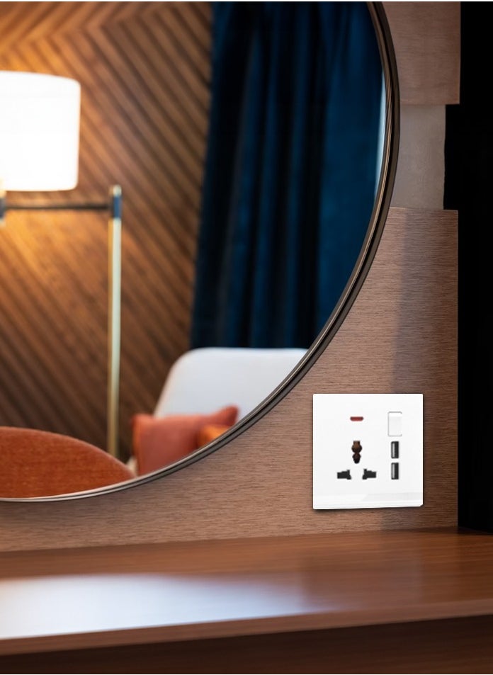 Vmax - Universal Wall Socket with Dual USB Charging Ports, Neon Light Indicator - Image 1