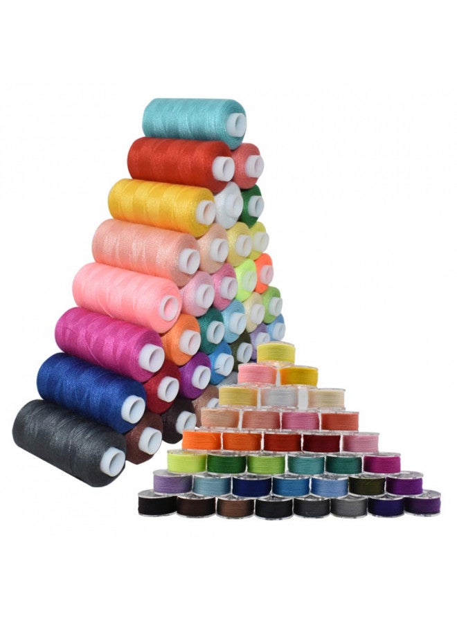 Renashed 72Pcs Bobbins Sewing Threads Kit, 36 Colors Spools 360Yards per Polyester Thread, 36 Colors Prewound Bobbin with Case for Hand Machine Sewing - Image 1
