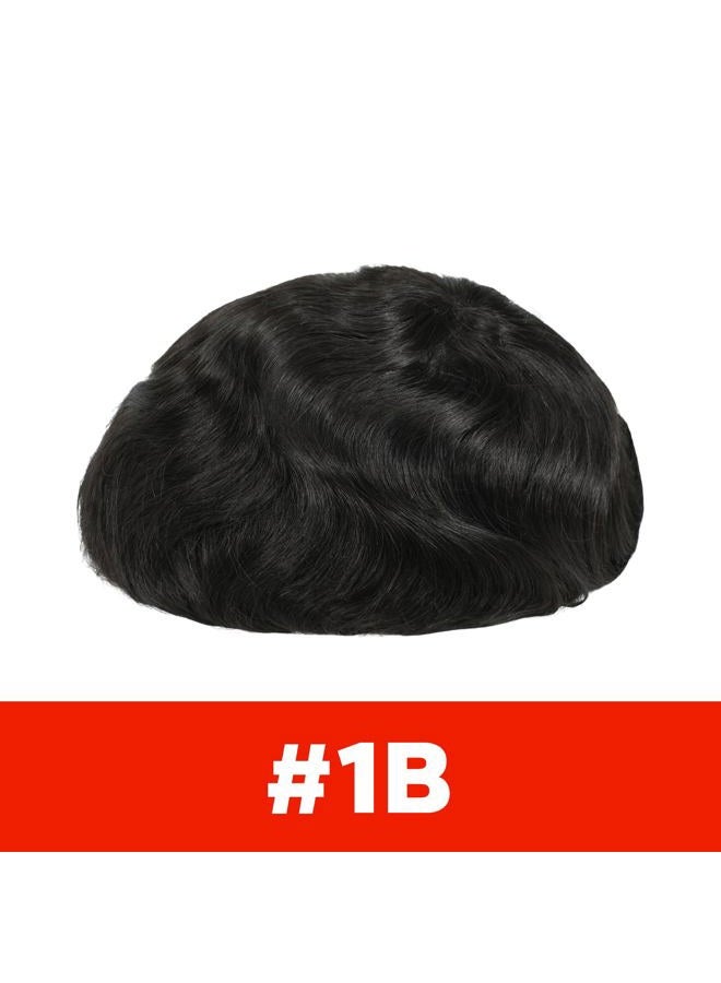 Lordhair Toupee for Men with 100% European human hair 8x10 inch Hairpiece for Men 0.03mm Ultra Thin Skin Hairsystem All V-looped Mens Toupee (Off Black 1B) - Image 2