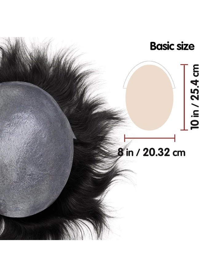 Lordhair Toupee for Men with 100% European human hair 8x10 inch Hairpiece for Men 0.03mm Ultra Thin Skin Hairsystem All V-looped Mens Toupee (Off Black 1B) - Image 3
