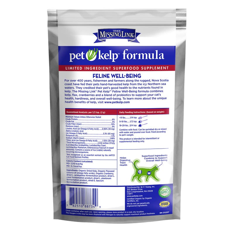 The Missing Link Pet Kelp Feline Well-Being 6oz Superfood Powdered Supplement, Organic & Limited Ingredient Formula for Digestive & Overall Health of Cats - Image 3