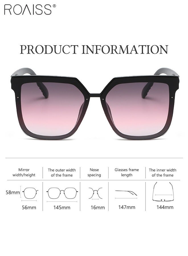 roaiss Women's Square Sunglasses, UV400 Protection Sun Glasses with Stylish Temples, Oversize Fashion Anti-glare Sun Shades for Women with Glasses Case, 56mm - Image 3