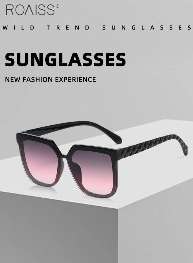 roaiss Women's Square Sunglasses, UV400 Protection Sun Glasses with Stylish Temples, Oversize Fashion Anti-glare Sun Shades for Women with Glasses Case, 56mm - Image 5