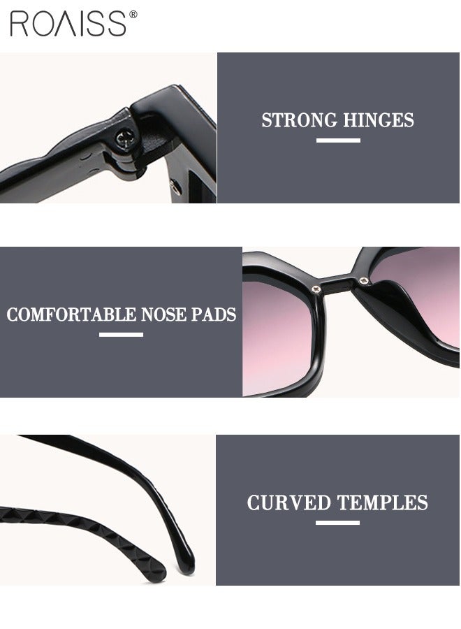 roaiss Women's Square Sunglasses, UV400 Protection Sun Glasses with Stylish Temples, Oversize Fashion Anti-glare Sun Shades for Women with Glasses Case, 56mm - Image 4