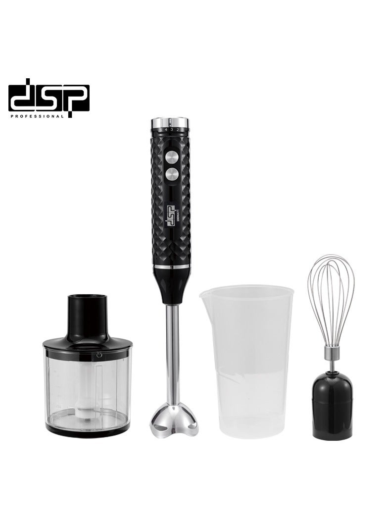 DSP DSP Hand Blender 4-in-1, 200W Full Copper DC Motor, Golden Titanium Coated Blades | Includes 500ml Meat Grinder, Egg Beater, 700ml Measuring Cup | Stainless Steel & Plastic Body, KM1143 - Image 1