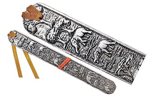 WitnyStore Carved Aluminium Bookmark 8⅛" Forest Elephants Vertical Pattern - Unique Design Handmade Bookmarks Crafted Accessories Decorative Collectibles Thailand Souvenirs Gifts Readers Book Lovers - Image 1