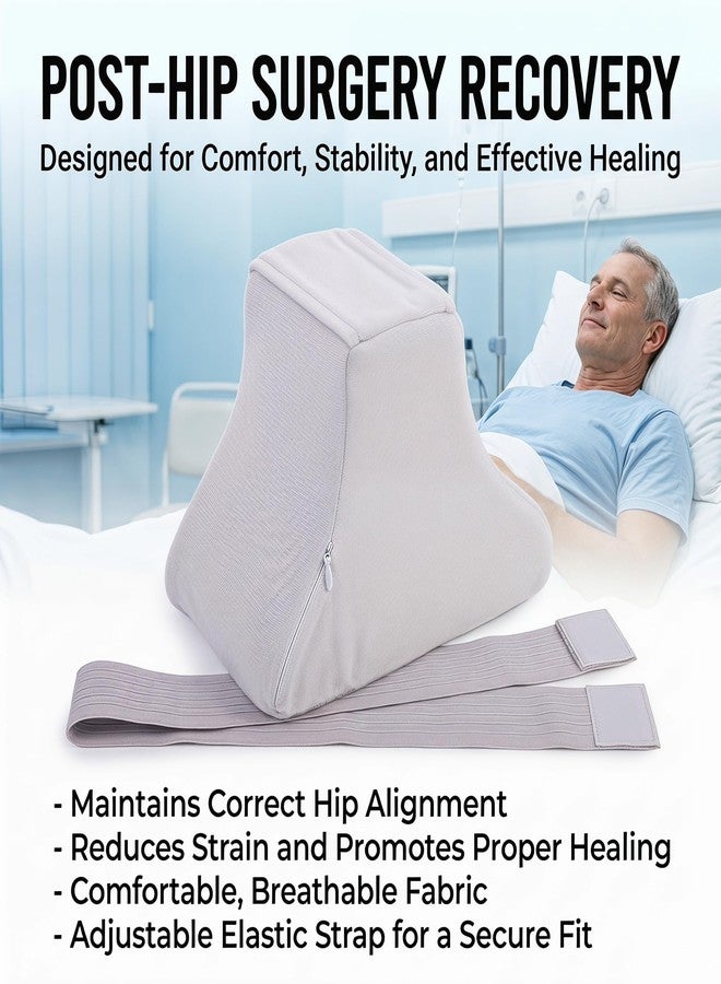 KUAZIDAR Hip Abduction Pillow with Strap, Hip Abductor Wedge Post-Surgery Knee Separator Cushion for Leg Alignment, Ergonomic Wedge Pillow for Wheelchair & Bed Recovery, Gray - Image 5