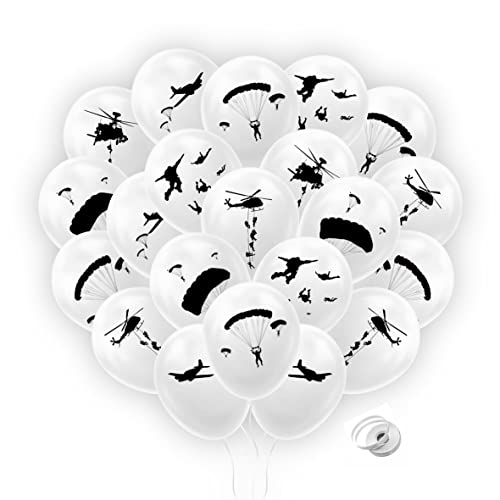 The DaPai 24Pcs US Army Airborne Paratrooper Latex Balloon Decorations Parachute Army Man Balloons Soldiers Military Themed Balloons Camouflage Party Veteran Party Supplies Patriotic Decorations - Image 1
