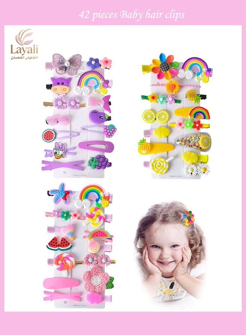 Layali 42 pieces Baby hair clips, girls hair clips,hairpins, toddler girls hair accessories, children's styling hair clips, cute flowers rainbow candy fruit butterfly - Image 1