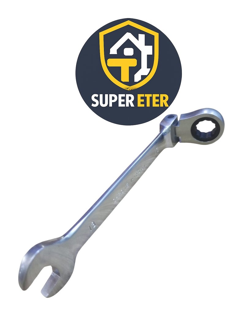 سوبر  ايتير مفتاح ربط مشترك مرن SUPER ETER مقاس 13 مم – طرف مفتوح + طرف حلقي راتشيت متحرك – كروم فاناديوم – موديل 10005003 - Image 4
