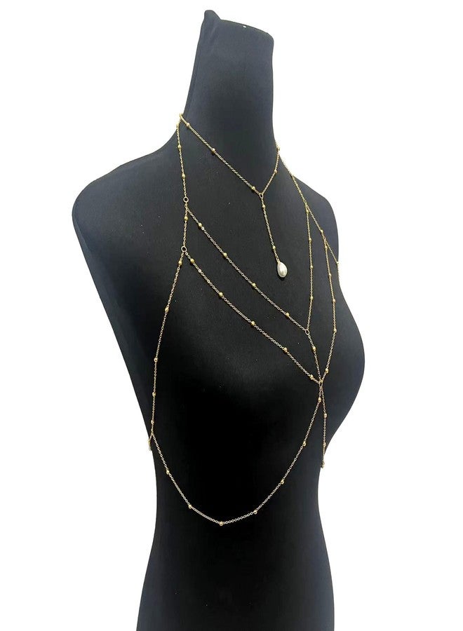WFik Summer Beach Pearl Body Chain Jewelry Sexy Multi-layered Bead Bra Body Chain Crossover Harness Chest Chain for Women - Image 5