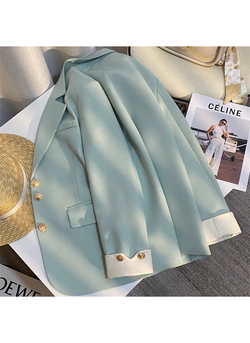 Generic Korean Style Casual Blue Blazer for Women Ivory white  - Image 4
