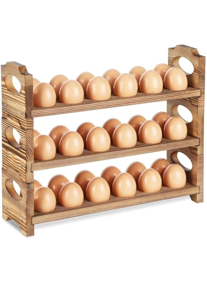 Arabest Wooden Egg Holder & Storage-3Tier /36-Hole Stackable Holds Fresh Eggs, Farmhouse Eggs Rack Wood, Rustic Countertop Chicken Egg Organizer Wood with Distressed Finish for Home Kitchen Decoration - Image 1