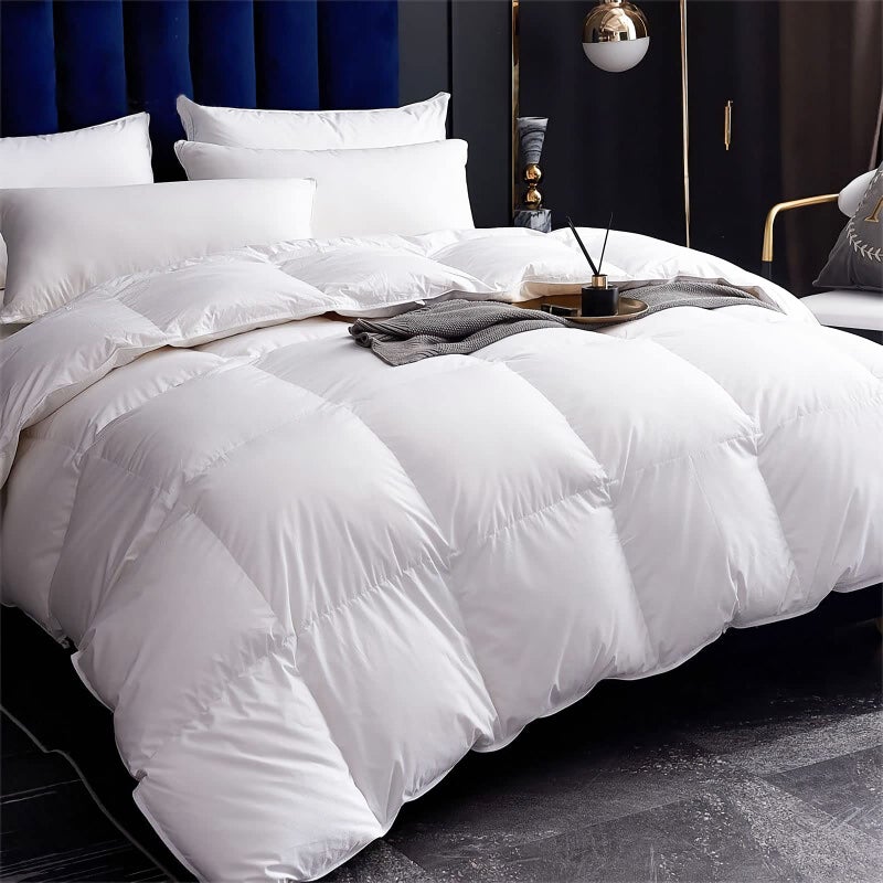Cobnom® Luxury Organic Down Feather Comforter California King, High Fill-Power Down Feather Fibers Filled Duvet Insert, 100% Cotton Cover, Medium Warm for All-Season, Ivory White, 104x96 Inch - Image 5