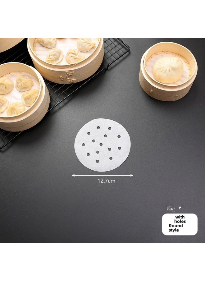 Generic Food Grade Disposable Steamer Paper Non-stick Steaming Paper Household Steamed Bun Paper For Steamed Bread Air Fryer Paper-Color:500 Tablets (family Half A Year Available)-Specifications:5 Inches (12cm)  - Image 1