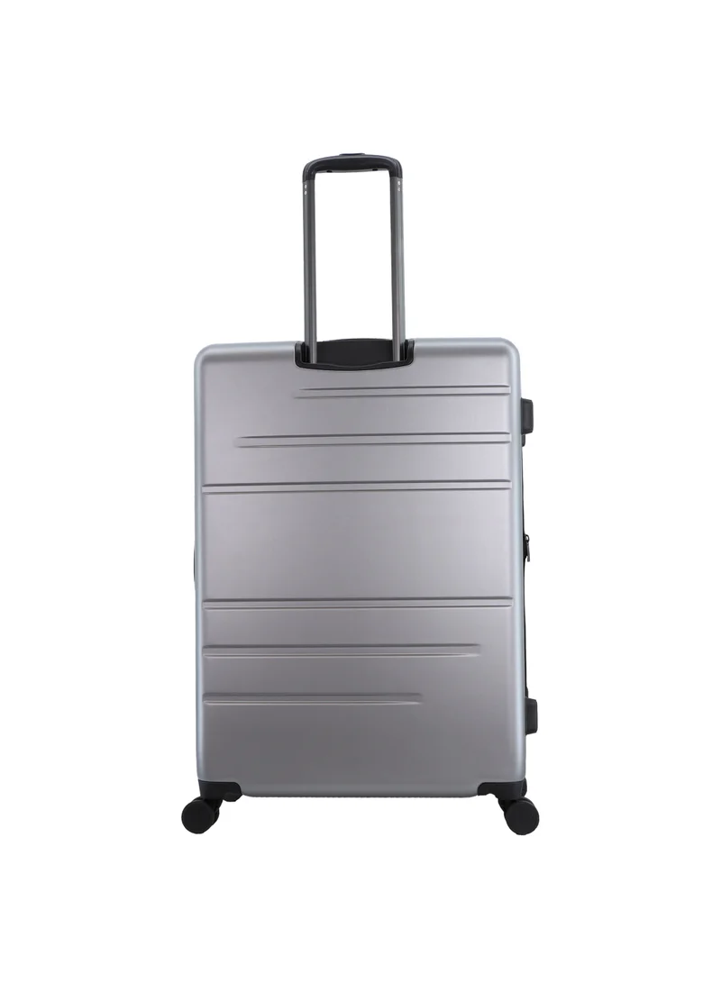 Discovery Discovery Patrol Hardside Check-In Large Travel Suitcase, 100% PC Durable Ultra Lightweight Hard Shell Expandable Luggage, 4 Double Wheel, TSA Lock Trolley Bag Black (71 cm/28 Inch) Silver.