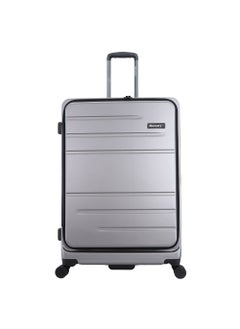 Discovery Discovery Patrol Hardside Check-In Large Travel Suitcase, 100% PC Durable Ultra Lightweight Hard Shell Expandable Luggage, 4 Double Wheel, TSA Lock Trolley Bag Black (71 cm/28 Inch) Silver.  - Image 1