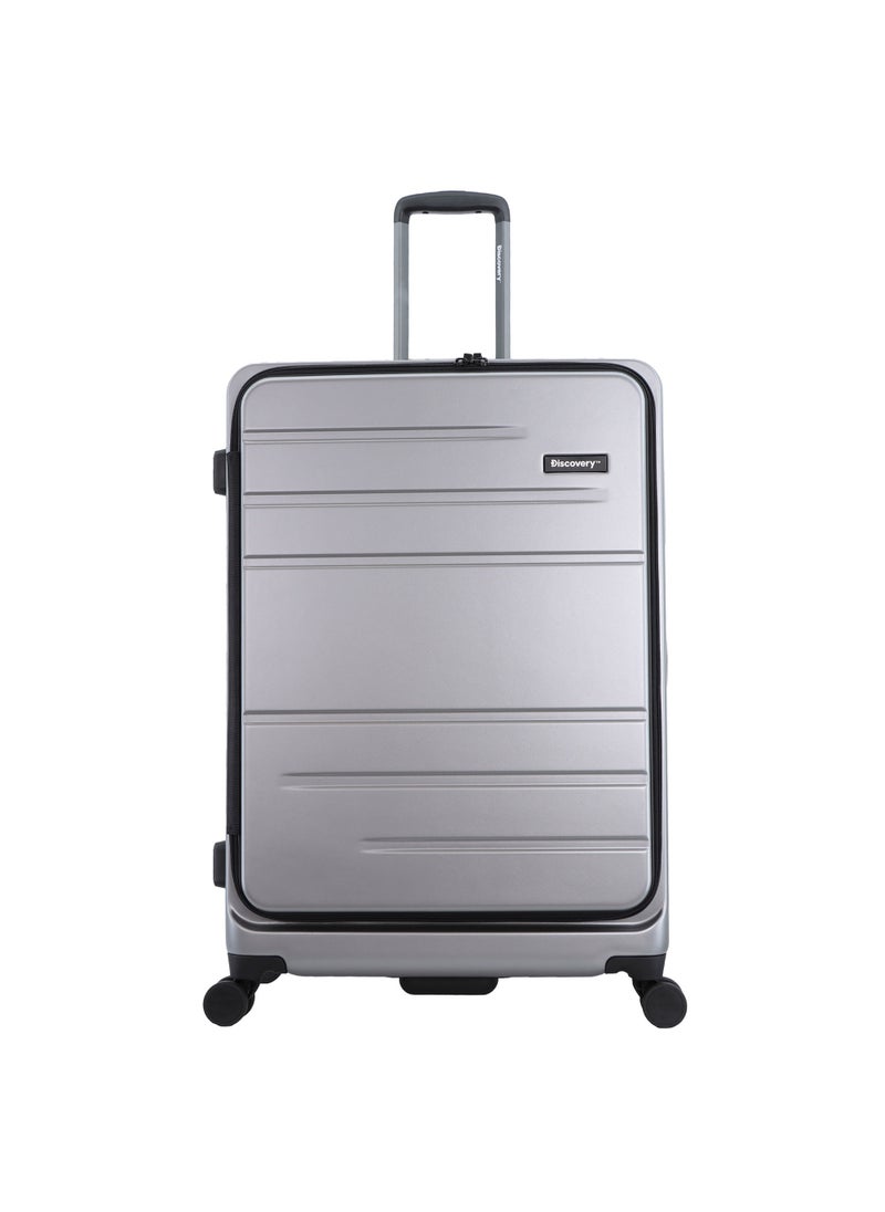 Discovery Patrol Hardside Check-In Large Travel Suitcase, 100% PC Durable Ultra Lightweight Hard Shell Expandable Luggage, 4 Double Wheel, TSA Lock Trolley Bag Black (71 cm/28 Inch) Silver. - pzsku/Z0B2E5FC75F8F141CCBE0Z/45/_/1720621290/d64e7ce8-6265-47b2-b863-3073c5492dc4