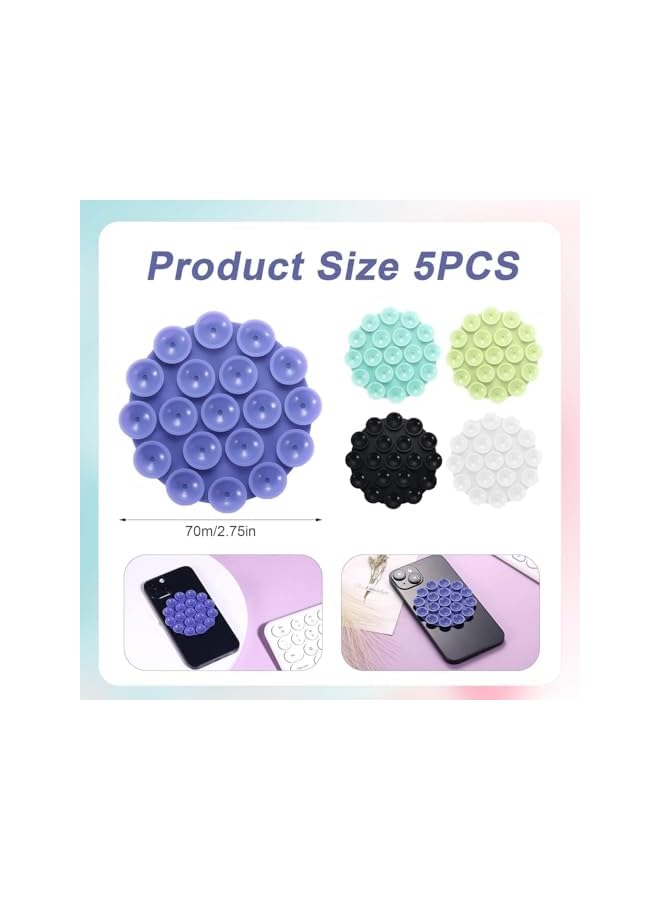 S-TOP Suction Phone Case Mount, 5 Pack Strong Silicone Cups, Multi-Surface Holder for Car, Mirror, Tiles, Hands-Free Mount for Videos, Selfies, Compatible with Smartphones - Image 4