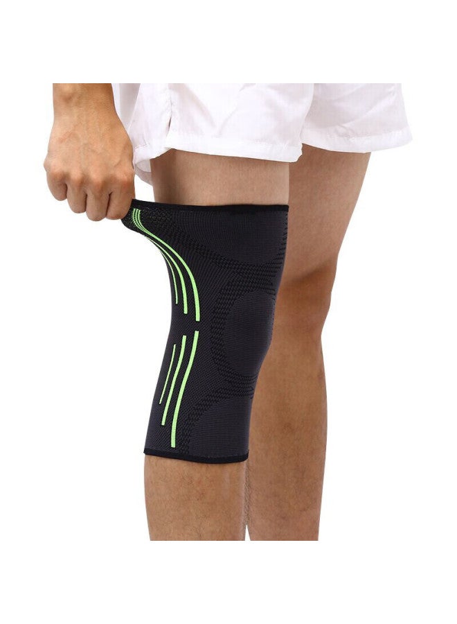 Lac Sports Running Knee Brace Outdoor Hiking Basketball Cycling Fitness Knee Support Green Stripe Single Piece M Size - Image 4