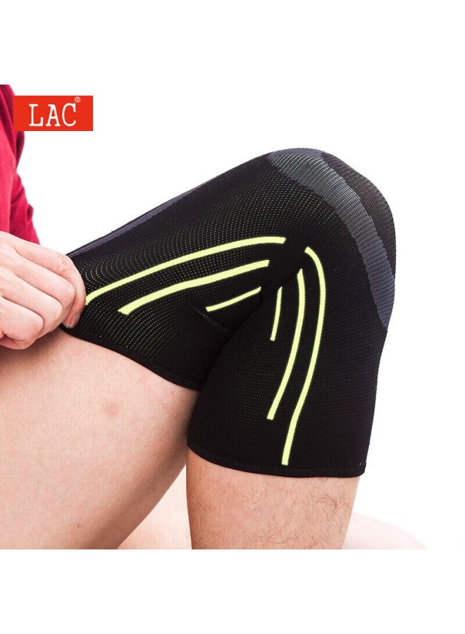 Lac Sports Running Knee Brace Outdoor Hiking Basketball Cycling Fitness Knee Support Green Stripe Single Piece M Size - Image 1