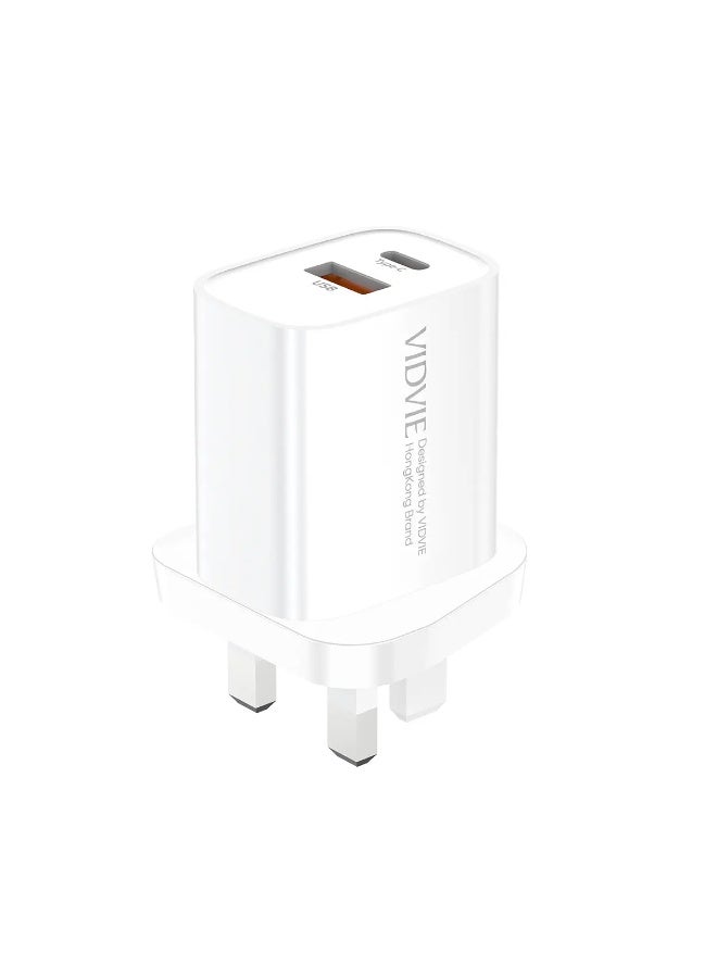 فيديفي شاحن حائط سريع VIDVIE PLB173 بقوة 20 واط مع منفذ Type-C ومنفذ USB-A - Image 2