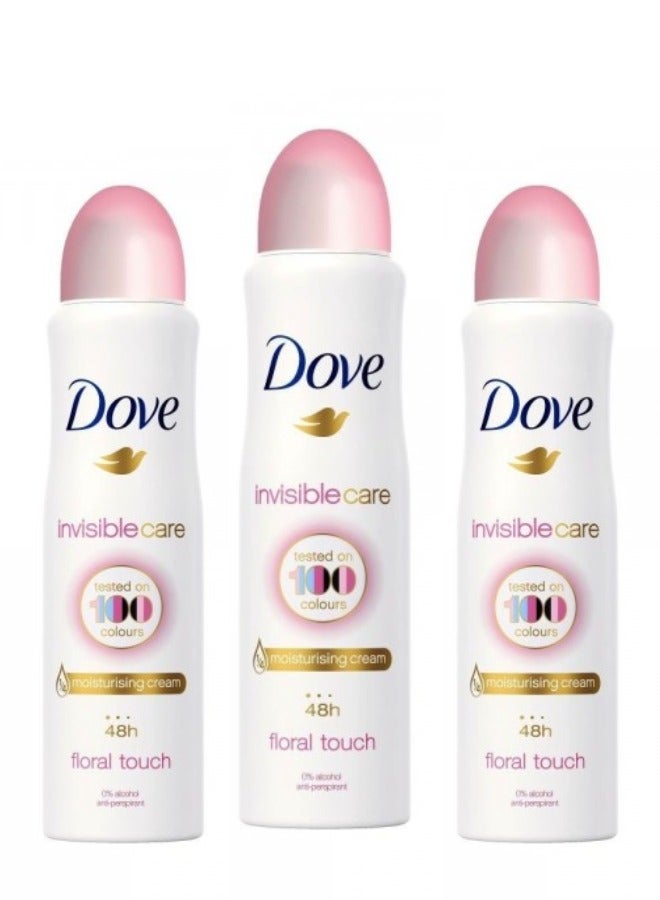 دوف Dove Invisible Care Body Spray, Floral Touch - 150ml set of 3