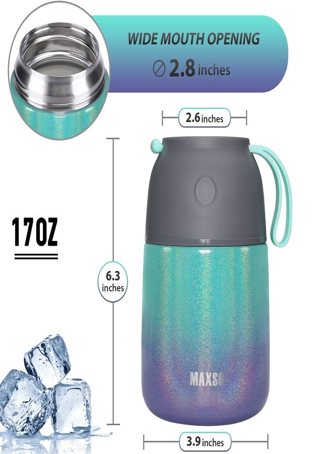 MAXSO Soup Thermo for Hot & Cold Food for Adults Kids, 17 oz Vacuum Insulated Steel Lunch Container Bento Box with Spoon, Leakproof Thermal Food Jar for School Office Travel - Rainbow - Image 3