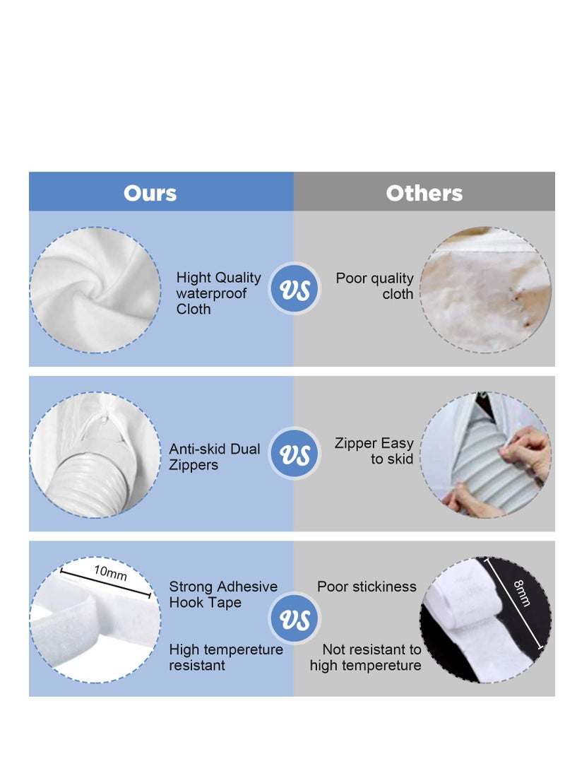 Excefore Air Conditioner Window Seal, for Portable Air Conditioner And Tumble Dryer, Hot Air Stop Air Exchange Guards, with Zip and Adhesive Fastener, 400CM (157'') AC Casement Window Seal Kit - Image 3