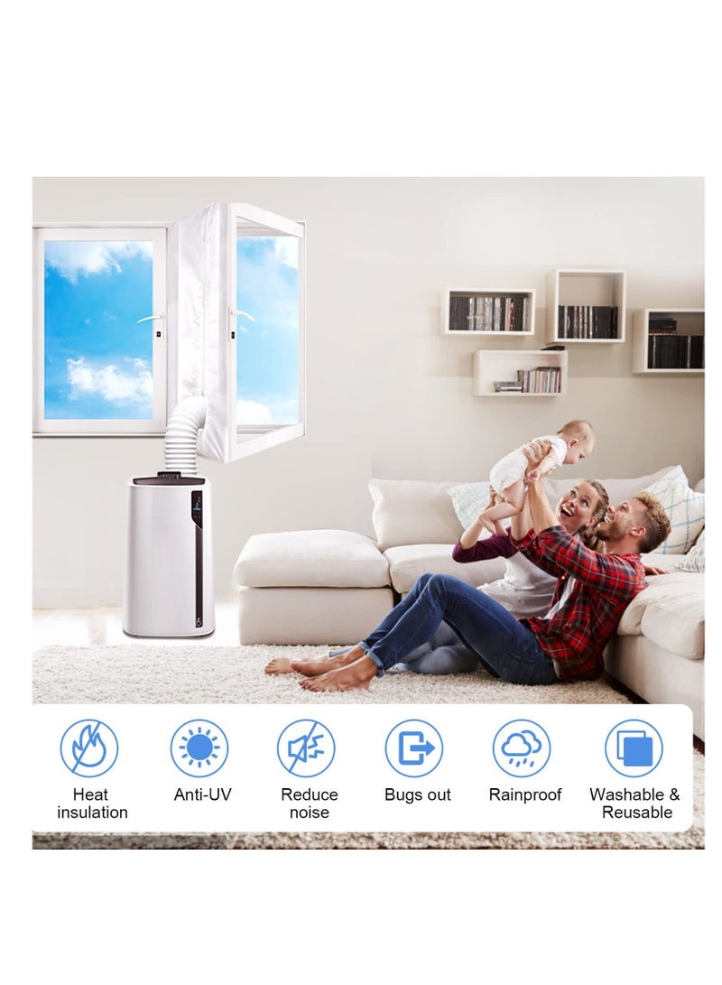 Excefore Air Conditioner Window Seal, for Portable Air Conditioner And Tumble Dryer, Hot Air Stop Air Exchange Guards, with Zip and Adhesive Fastener, 400CM (157'') AC Casement Window Seal Kit - Image 2