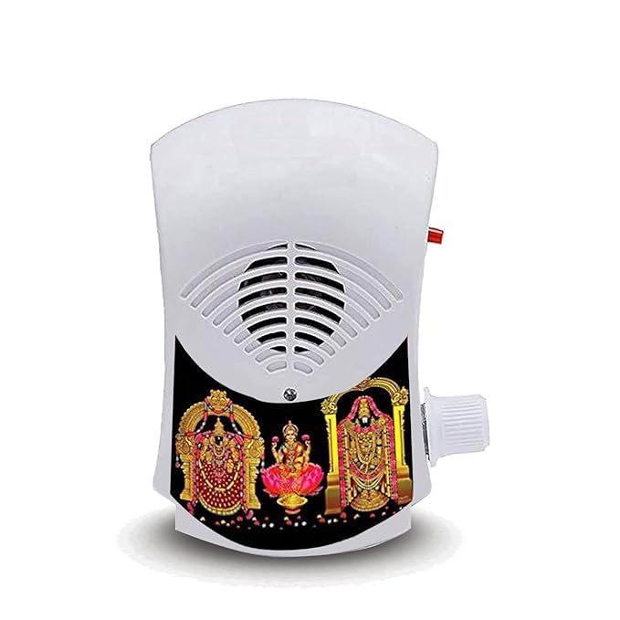 NSE Tirupati Balaji Religious Continuous Sound Mantra Chanting Bell Lord Venkatesha, Srinivasa Govinda, Gayatri Mantra, Shiv Mantra,Om Chant for Peace and Meditation at Home and Office L-1 (White) - Image 1