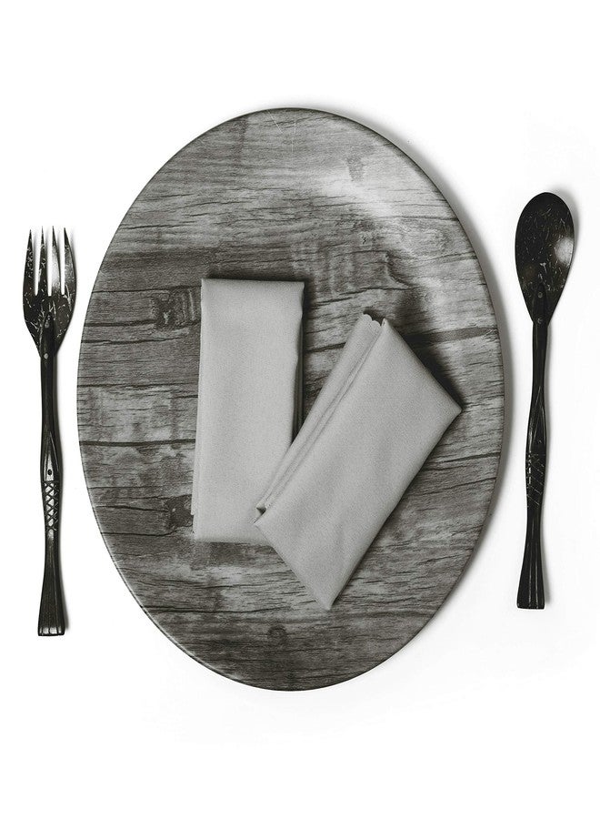 MDS Pack of 50 Polyester Napkins 17 x 17 Inch Square with Scalloped Edge, Plain Washable Reusable Dining Table Cloth Napkin for Wedding Party Banquet Home Restaurant Bistro Decoration - Light Silver - Image 3