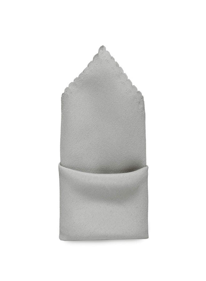 MDS Pack of 50 Polyester Napkins 17 x 17 Inch Square with Scalloped Edge, Plain Washable Reusable Dining Table Cloth Napkin for Wedding Party Banquet Home Restaurant Bistro Decoration - Light Silver - Image 4