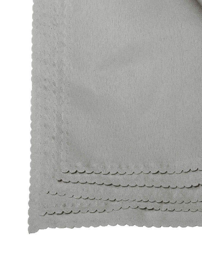 MDS Pack of 50 Polyester Napkins 17 x 17 Inch Square with Scalloped Edge, Plain Washable Reusable Dining Table Cloth Napkin for Wedding Party Banquet Home Restaurant Bistro Decoration - Light Silver - Image 5