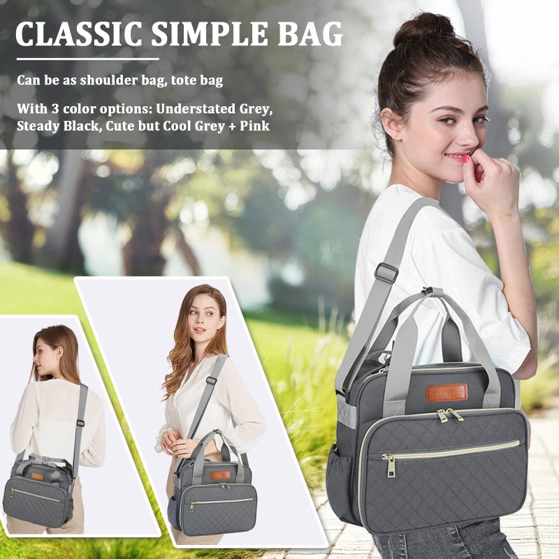 TRENDPLAY Small Diaper Bag Tote for Girls Baby Nappy Bag - Travel&Outdoor Stroller Organizer Multi-Function Cute Diaper Maternity Bag for Mom Daddy Baby Boys, Traveling with Toddlers Must Haves, Gray - Image 4