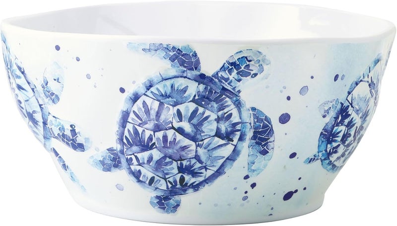 UPware 10 Inch Melamine Serving Bowl Large Bowl Mixing Bowl BPAFree Food Bowl for Charcuterie Food Fruit and Salad Indigo Sea Turtle - Image 1