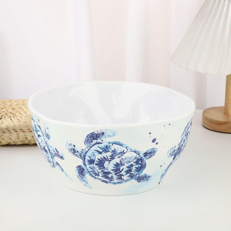 UPware 10 Inch Melamine Serving Bowl Large Bowl Mixing Bowl BPAFree Food Bowl for Charcuterie Food Fruit and Salad Indigo Sea Turtle - Image 2