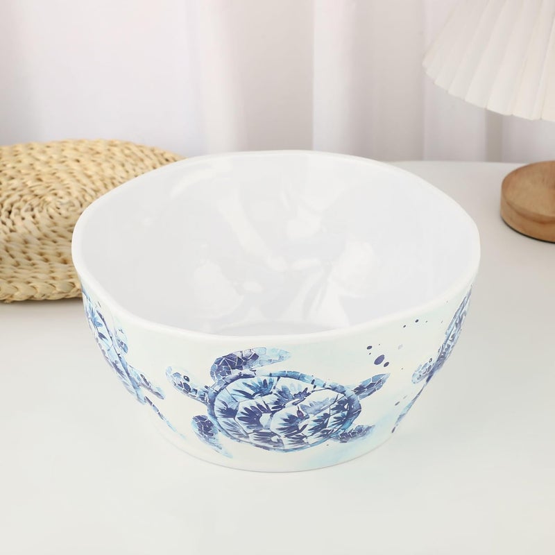 UPware 10 Inch Melamine Serving Bowl Large Bowl Mixing Bowl BPAFree Food Bowl for Charcuterie Food Fruit and Salad Indigo Sea Turtle - Image 3