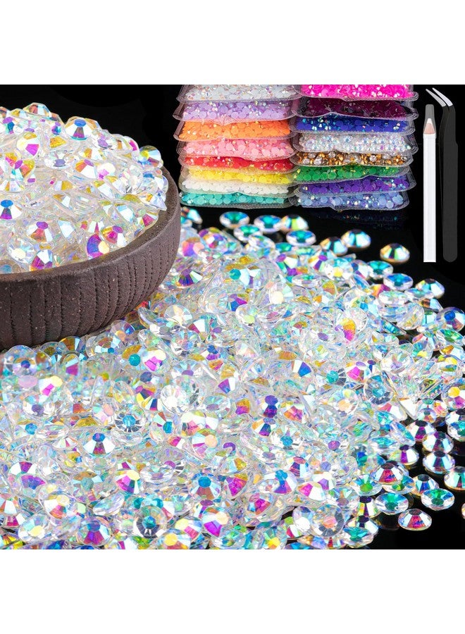 BELLEBOOST 6000Pcs 4Mm Resin Rhinestones Bulk Transparent Ab Flatback Round Jelly Rhinestones Bedazzling Non Hotfix Crystal Gems Large Quantity Wholesale For Diy Crafts Clothes Tumblers Face Makeup Manicure - Image 1