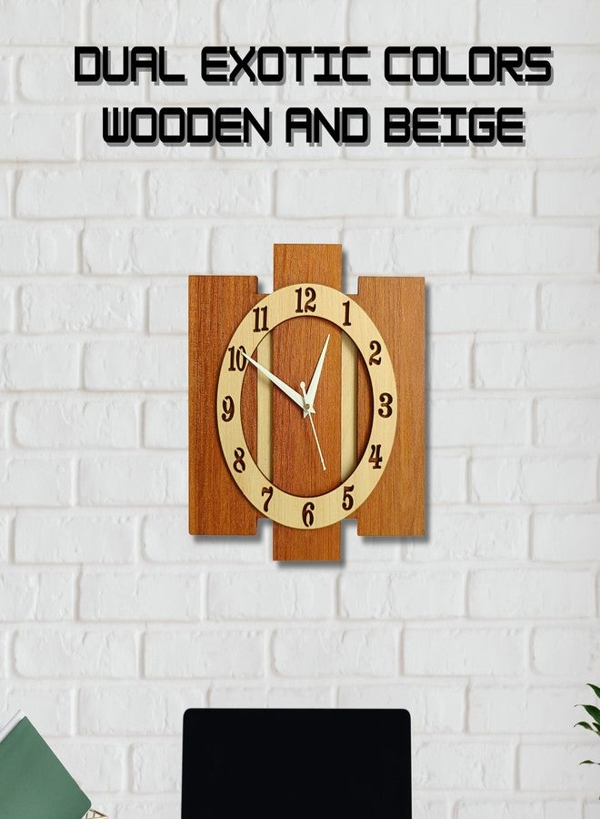 Nozvera Wall Clock for Home Handmade Stylish Silent Analog Wall Clock for Living Room, Bedroom, Kitchen, Office (Silent Non-Ticking, 30Cm X 30Cm, Wooden Beige) - Image 2