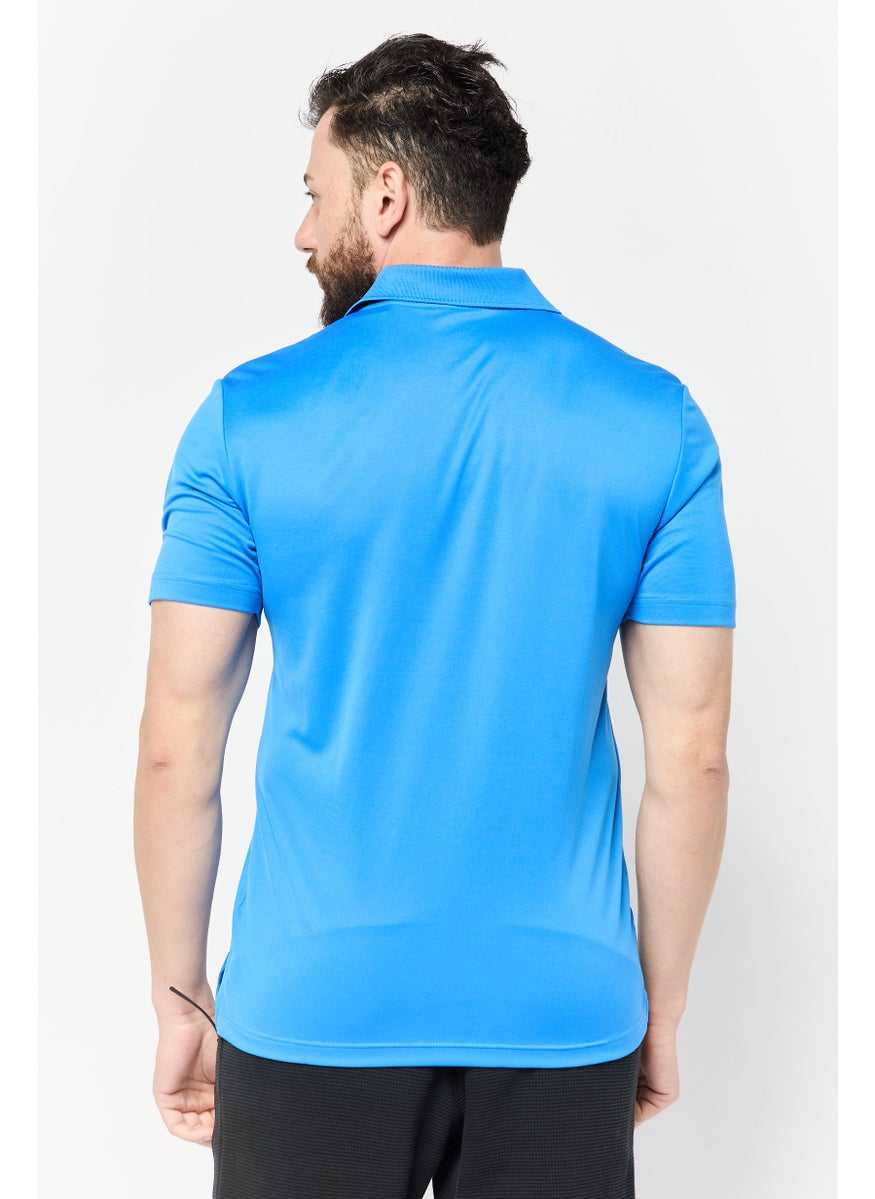 Adidas Men Sportswear Fit Short Sleeve Outdoor Polo Shirt, Blue  - Image 4
