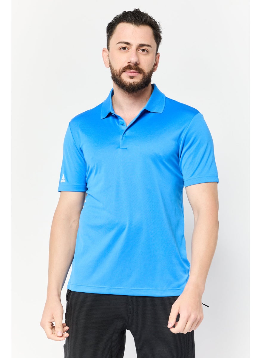 Adidas Men Sportswear Fit Short Sleeve Outdoor Polo Shirt, Blue  - Image 1