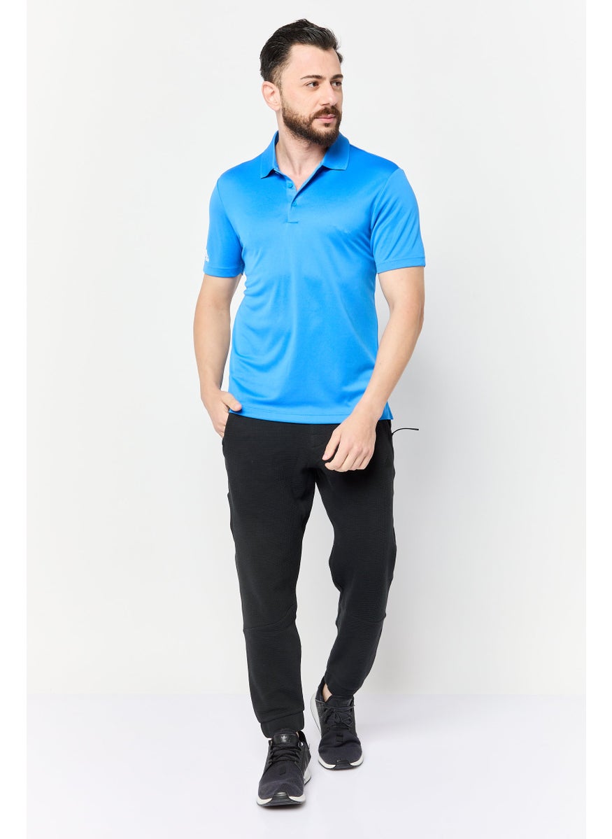 Adidas Men Sportswear Fit Short Sleeve Outdoor Polo Shirt, Blue  - Image 2