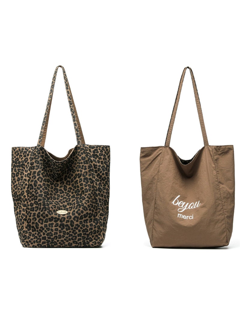BEYOU Double Sided Tote Bag for Women, Large Shopper Bag with Inner Pocket,Lightweight Teacher Bag, Used on Both Sides Trendy Shoulder Bags, Work, Shopping, Travel - Image 1