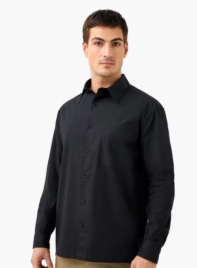 Splash FAV Relaxed Fit Shirt with Collar and Long Sleeves