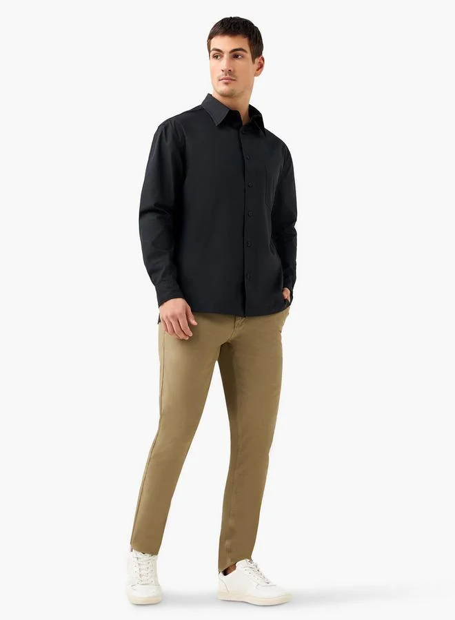 Splash FAV Relaxed Fit Shirt with Collar and Long Sleeves