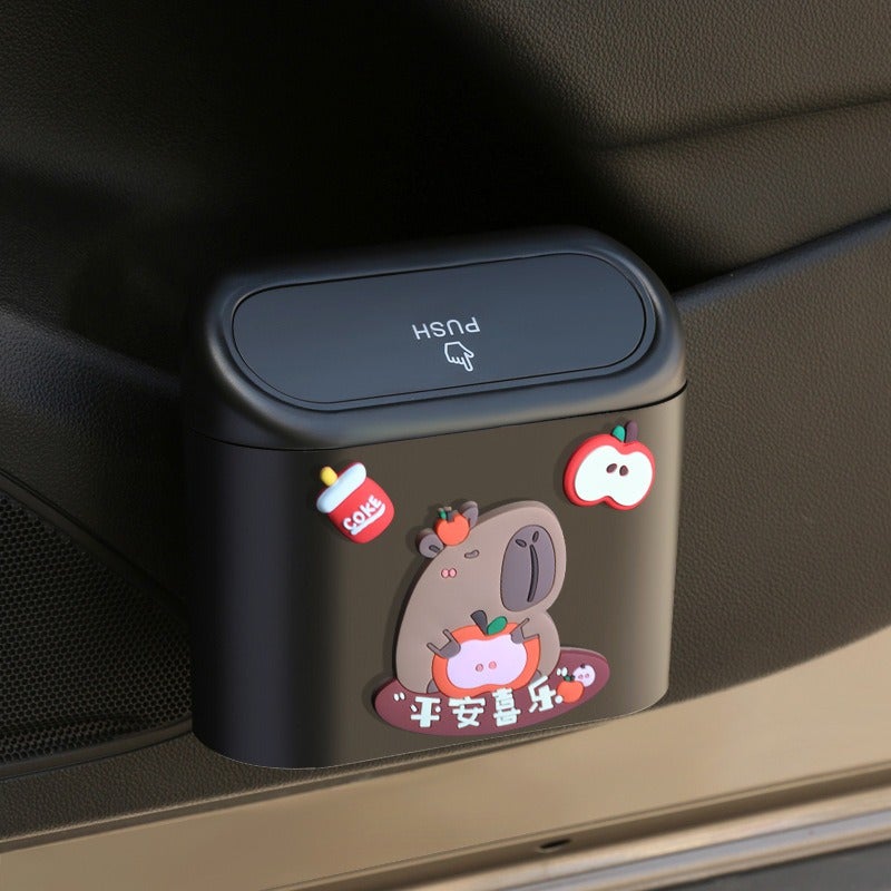 Car Trash Can Hanging Door Storage Organizer Multi-functional Front Seat Car Trash Bin with Umbrella Holder, Car Interior Decor