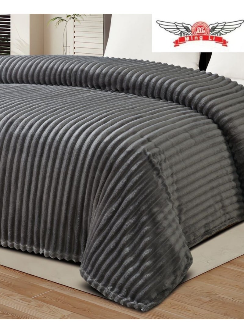 مينجلي بطانية فلانيل مخططة ناعمة ودافئة  بوزن1  كجم - بطانيه مقاس  210×170 سم متعددة الاستخدامات للسرير والكنبة وجميع الفصول - Image 3