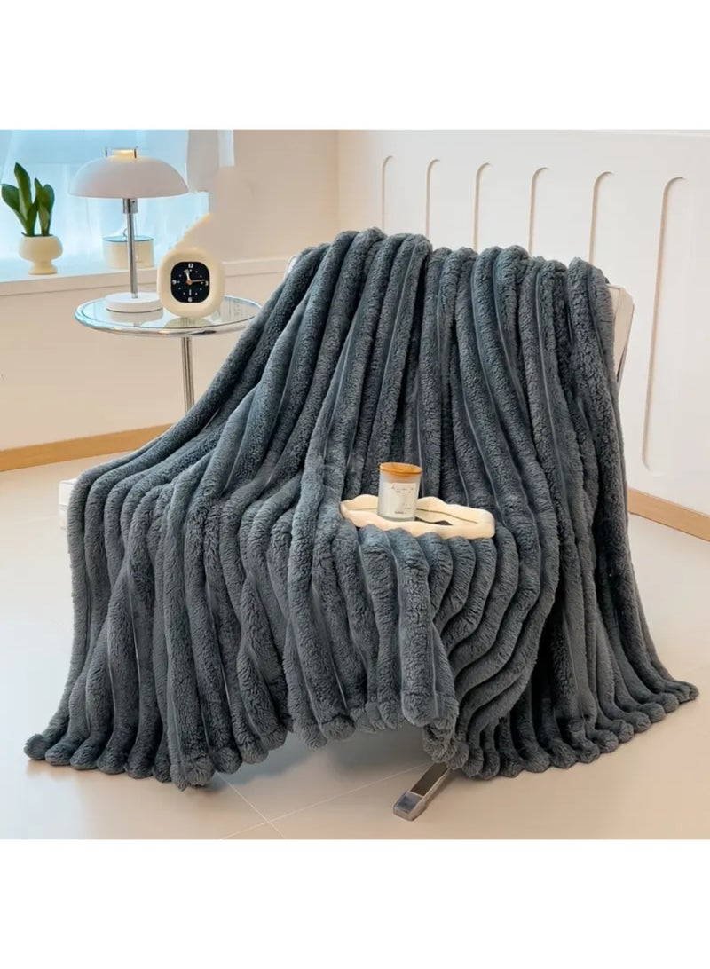 مينجلي بطانية فلانيل مخططة ناعمة ودافئة  بوزن1  كجم - بطانيه مقاس  210×170 سم متعددة الاستخدامات للسرير والكنبة وجميع الفصول - Image 2